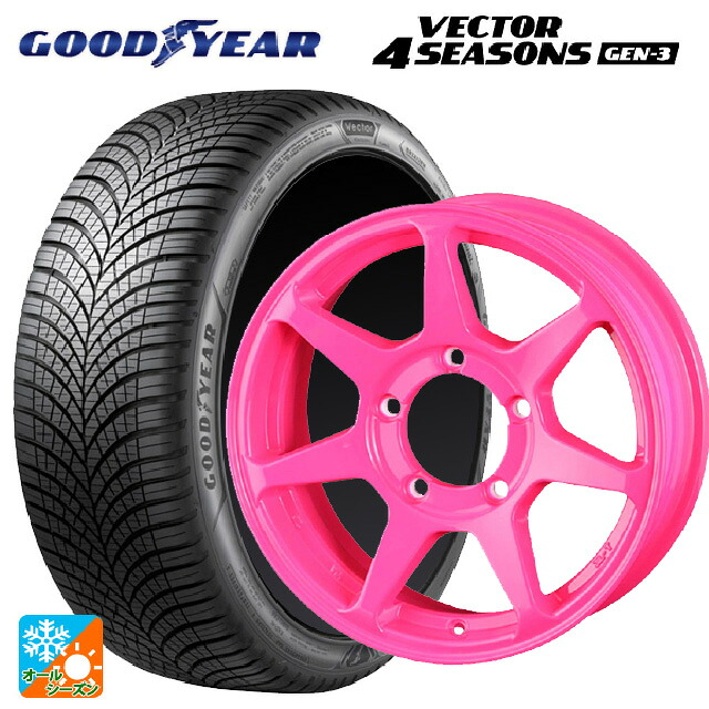 215/65R16 102V XL グッドイヤー ベクター4シーズンズ ジェン3 ドゥオール CST ゼロワンハイパー +J 鋳出しロゴ 蛍光ピンク 16-6J 国産車用 オールシーズンタイヤホイール4本セット 102,770円