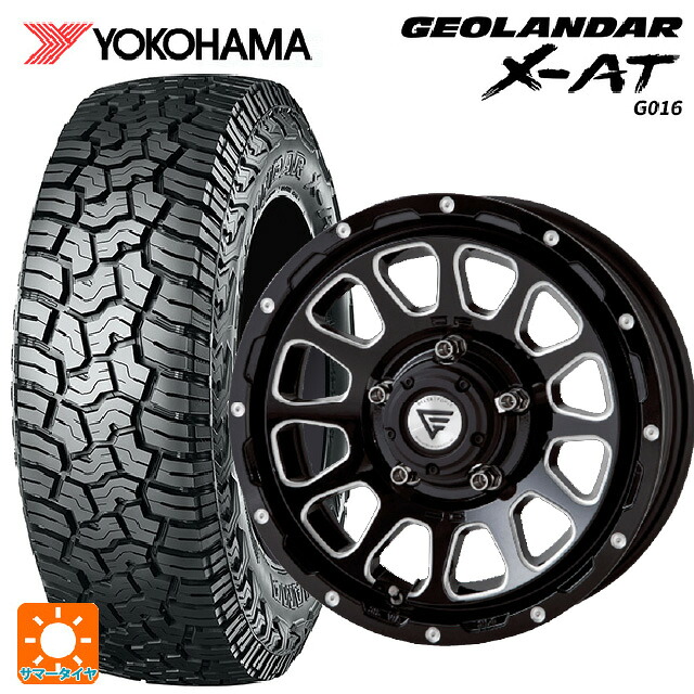 スズキ ジムニーシエラ(74系)用 235/70R16 104/101Q ヨコハマ ジオランダー X-AT G016 ブラックレター 正規品 エクシズルライン デルタフォース オーバル ブラックマシニング 新品サマータイヤホイール 5本セット