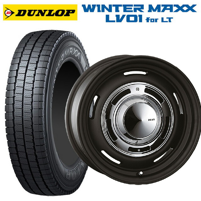トヨタ プロボックス(160系)用 175/80R14 99/98N ダンロップ ウィンターマックス LV01 for VAN クリムソン ディーン クロスカントリー マットブラック 新品スタッドレスタイヤホイール 4本セット