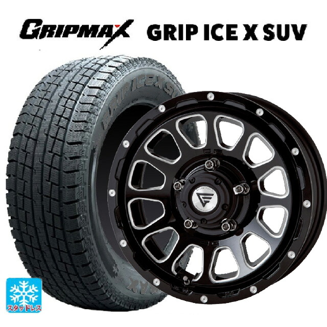 185/85R16 105N グリップマックス グリップアイスX SUV ブラックレター エクシズルライン デルタフォース オーバル # ブラックマシニング 16-5.5J 国産車用 スタッドレスタイヤホイール4本セット