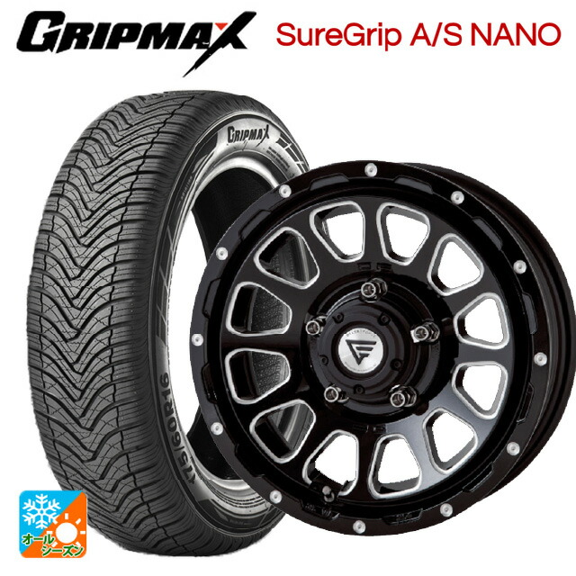 スズキ ジムニー(64系)用 175/80R16 91S グリップマックス シュアグリップ A/S ナノ ブラックレター エクシズルライン デルタフォース オーバル # ブラックマシニング 新品オールシーズンタイヤホイール 4本セット