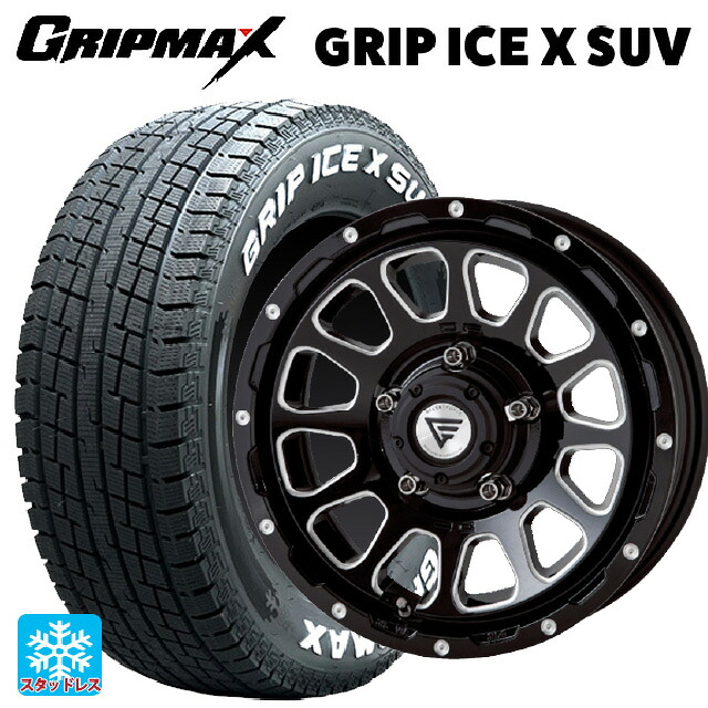 スズキ ジムニーノマド(JC74W)用 225/70R16 103Q グリップマックス グリップアイスX SUV ホワイトレター エクシズルライン デルタフォース オーバル ブラックマシニング 新品スタッドレスタイヤホイール 4本セット