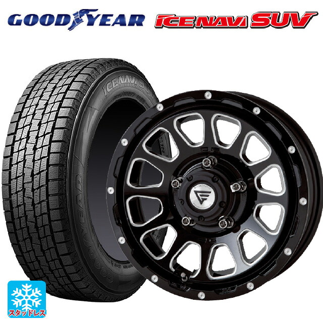 スズキ ジムニー(64系)用 2025年製 215/70R16 100Q グッドイヤー アイスナビ SUV エクシズルライン デルタフォース オーバル # ブラックマシニング 新品スタッドレスタイヤホイール 5本セット