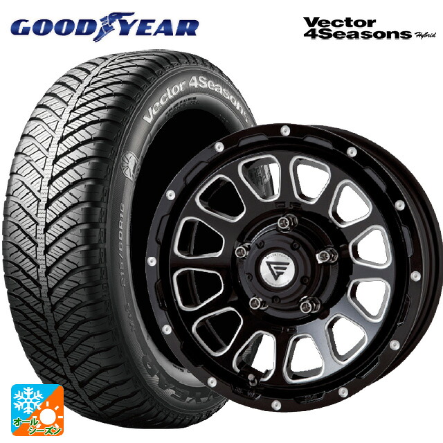 215/65R16 98H グッドイヤー ベクターフォーシーズンズ ハイブリッド エクシズルライン デルタフォース オーバル # ブラックマシニング 16-5.5J 国産車用 オールシーズンタイヤホイール4本セット|タイヤホイール専門店コニシタイヤ