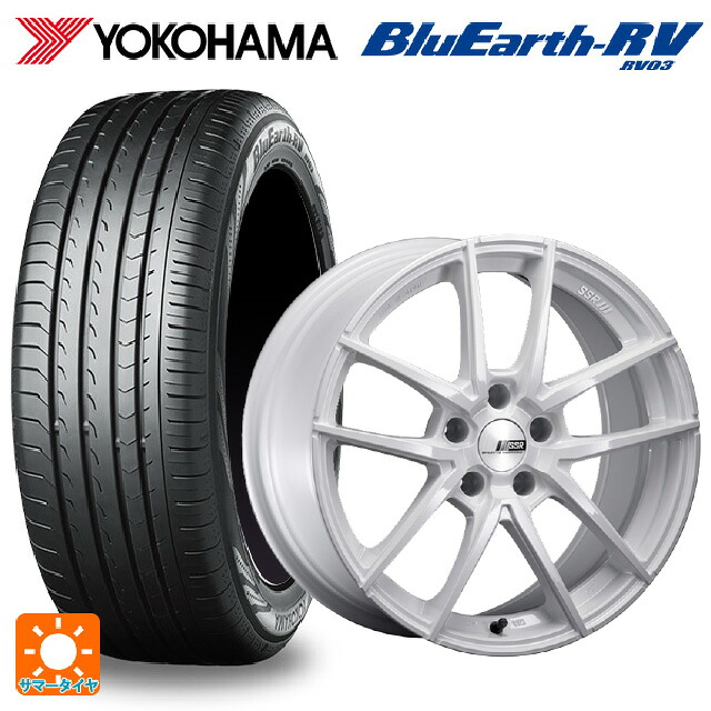 225/60R18 100H ヨコハマ ブルーアース RV03 # タナベ ライナー タイプ10 モノブロック ホワイト 18-7.5J 国産車用 サマータイヤホイール4本セット