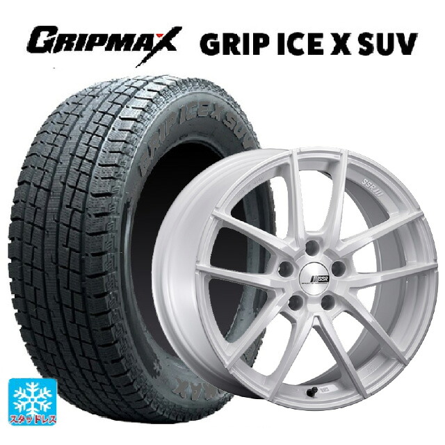 225/55R18 102H XL グリップマックス グリップアイスX SUV ブラックレター # タナベ ライナー タイプ10 モノブロック ホワイト 18-8.5J 国産車用 スタッドレスタイヤホイール4本セット