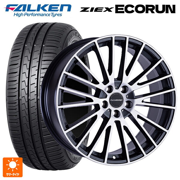 アウディ Q2(GA系)用 205/60R16 96W XL ファルケン ZE310R エコラン 阿部商会 ユーロデザイン カルヴァー ガンメタリック＋ポリッシュ 新品サマータイヤホイール 4本セット