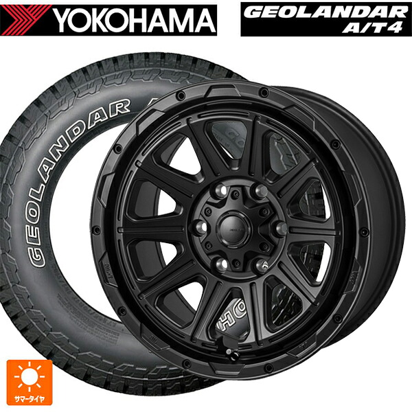 トヨタ ハイラックス(120系)用 265/70R17 121/118S ヨコハマ ジオランダー AT4 G018 アウトラインホワイトレター 正規品 ジャパン三陽 ハイブロック レグルス サテンブラック 新品サマータイヤホイール 4本セット｜タイヤホイール専門店コニシタイヤ