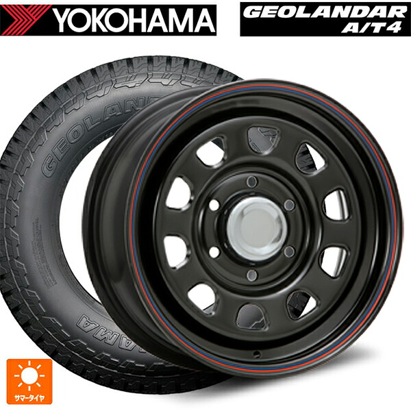 トヨタ ハイエース(200系)用 215/75R15 106/103S ヨコハマ ジオランダー AT4 G018 ブラックレター 正規品 エムエルジェイ デイトナ SS Black 新品サマータイヤホイール 4本セット