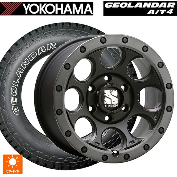 ジープ グラディエーター(JT系)用 285/70R17 121/118S ヨコハマ ジオランダー AT4 G018 アウトラインホワイトレター 正規品 エムエルジェイ エクストリームJ XJ03 Flat Black Smoke 新品サマータイヤホイール 5本セット
