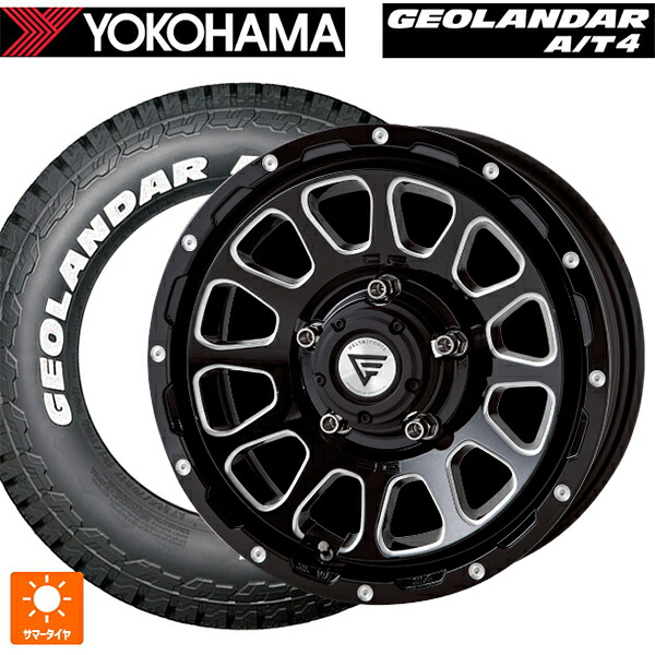 スズキ ジムニー(64系)用 185/85R16 105/103N ヨコハマ ジオランダー AT4 G018 ホワイトレター 正規品 エクシズルライン デルタフォース オーバル # ブラックマシニング 新品サマータイヤホイール 4本セット