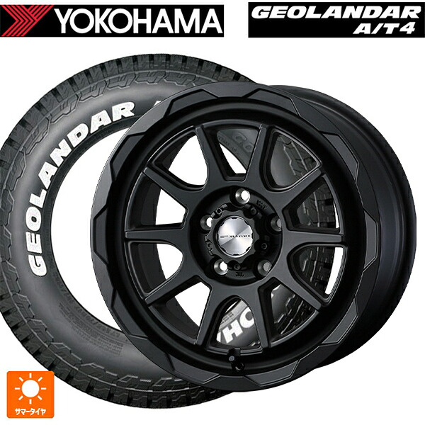 トヨタ アルファード(30系)用 215/65R16 109/107S ヨコハマ ジオランダー AT4 G018 ホワイトレター 正規品 ウェッズ マッドヴァンス06 フルマットブラック 新品サマータイヤホイール 4本セット