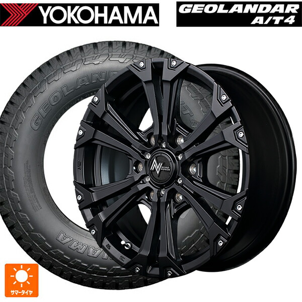 トヨタ ハイエース(200系)用 215/75R15 106/103S ヨコハマ ジオランダー AT4 G018 ブラックレター 正規品 エムアイディー ナイトロパワー ジャベリン セミグロスブラック＋ピアス＆ミルド 新品サマータイヤホイール 4本セット