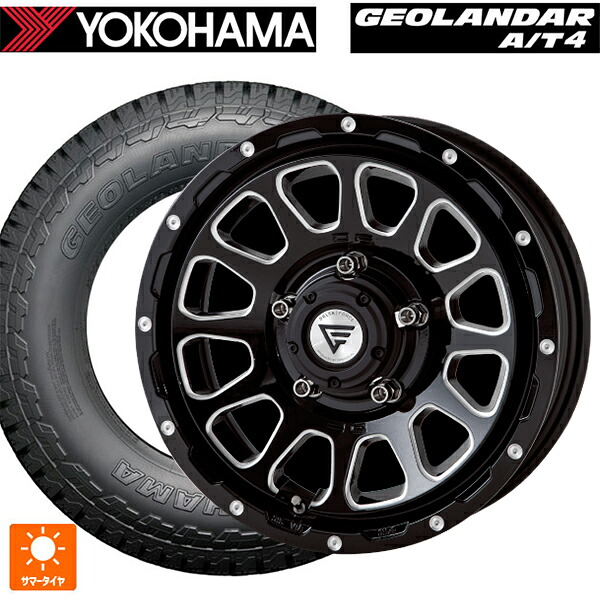 215/70R16 100H ヨコハマ ジオランダー AT4 G018 ブラックレター 正規品 エクシズルライン デルタフォース オーバル ブラックマシニング 16-6J 国産車用 サマータイヤホイール4本セット