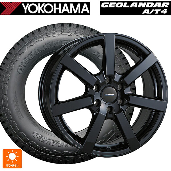ジープ ラングラー(ＪＬ系)用 265/65R18 114H ヨコハマ ジオランダー AT4 G018 ブラックレター 正規品 阿部商会 ユーエスデザイン キャスラー # グロスブラック 新品サマータイヤホイール 5本セット