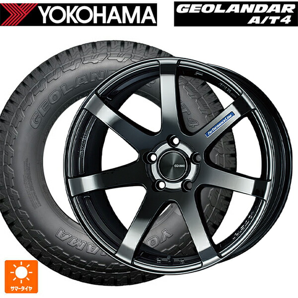 235/60R18 107H XL ヨコハマ ジオランダー AT4 G018 ブラックレター 正規品 エンケイ パフォーマンスライン PF07 SBK 18-8J 国産車用 サマータイヤホイール4本セット|タイヤホイール専門店コニシタイヤ