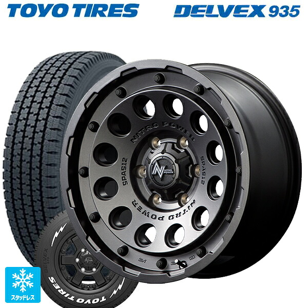 トヨタ ハイエース(200系)用 195/80R15 107/105N トーヨー デルベックス 935 ホワイトレター エムアイディー ナイトロパワーH12 ショットガン バレルブラック 新品スタッドレスタイヤホイール 4本セット