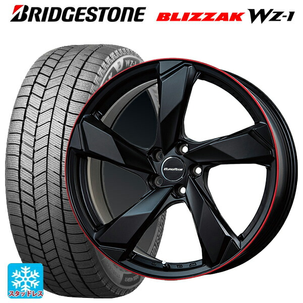 フォルクスワーゲン T-Cross(C1系)用 215/45R18 89Q ブリヂストン ブリザック WZ1 正規品 # ユーロアクシス クロスエッジ マットブラック/レッドリム 新品スタッドレスタイヤホイール 4本セット|タイヤホイール専門店コニシタイヤ