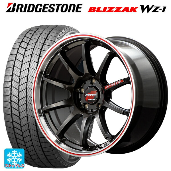2025年製 235/50R18 97Q ブリヂストン ブリザック WZ1 正規品 エムアイディー MIDレーシング R10 # クリスタルブラック/リムポリッシュ+レッド 18-8J 国産車用 スタッドレスタイヤホイール4本セット