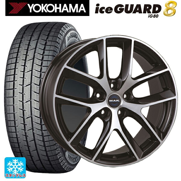 テスラ モデル3()用 2025年製 235/45R18 98Q XL ヨコハマ アイスガード8(IG80) 阿部商会 マック ボルテージFF ブラックミラー 新品スタッドレスタイヤホイール 4本セット