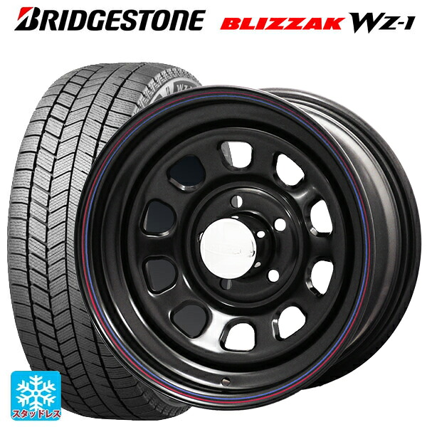 在庫有 2025年製 215/65R16 98Q ブリヂストン ブリザック WZ1 正規品 # ジャパン三陽 デイトナズ デザイン ブラック(レッド/ブルーライン) 16-6J 国産車用 スタッドレスタイヤホイール4本セット