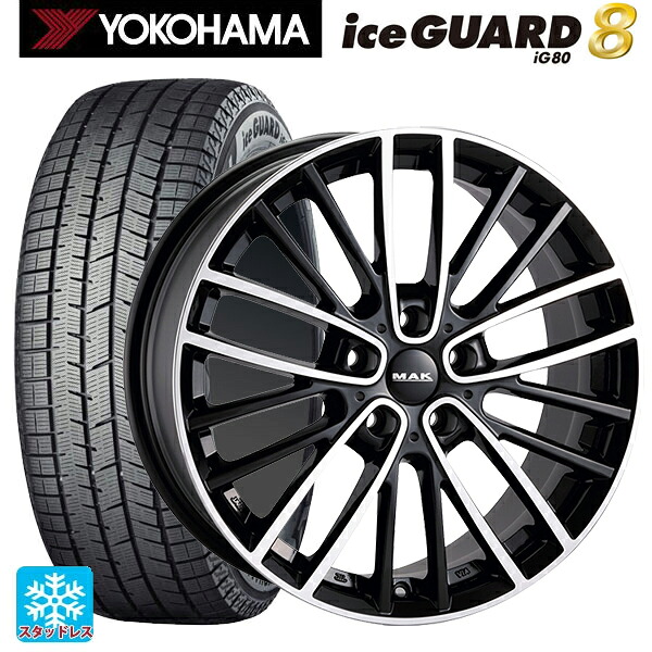 ミニ エースマン(J05)用 2025年製 225/40R18 92Q XL ヨコハマ アイスガード8(IG80) 阿部商会 マック チェルシー ブラックミラー 新品スタッドレスタイヤホイール 4本セット