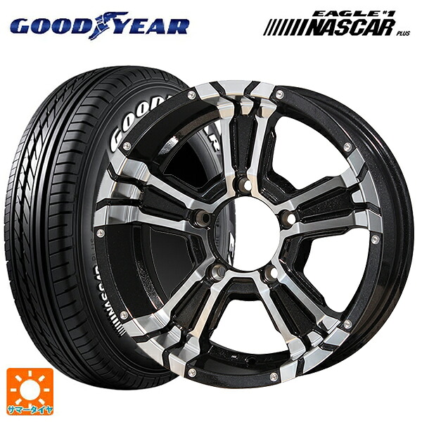 215/65R16 109/107R グッドイヤー イーグル ナンバー1 ナスカープラス ホワイトレター エムアイディー ナイトロパワー クロスクロウ ブラックメタリック＋ミラーカット 16-6J 国産車用 サマータイヤホイール4本セット