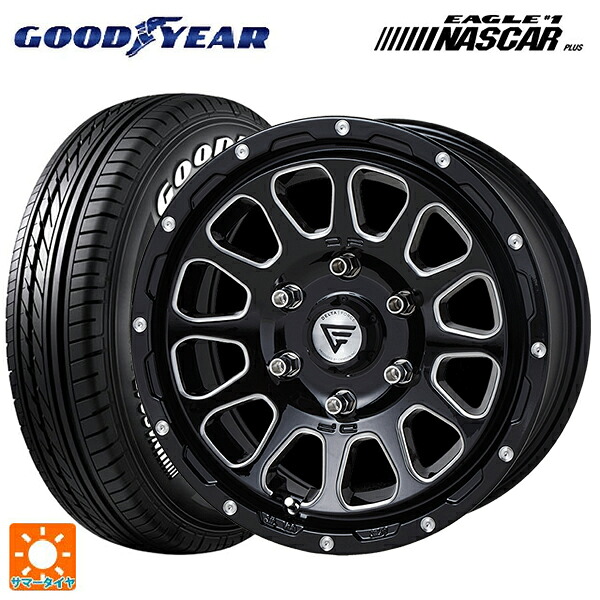 トヨタ ハイエース(200系)用 215/65R16 109/107R グッドイヤー イーグル ナンバー1 ナスカープラス ホワイトレター エクシズルライン デルタフォース オーバル ブラックマシニング 新品サマータイヤホイール 4本セット