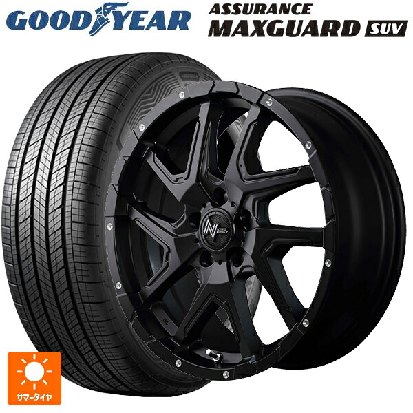 トヨタ bZ4X(11/15系)用 235/60R18 107W XL グッドイヤー アシュアランス マックスガード SUV エムアイディー ナイトロパワーデリンジャー セミグロスブラック/フランジピアスドリルド 新品サマータイヤホイール 4本セット