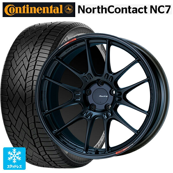 235/55R19 105T XL コンチネンタル ノースコンタクトNC7 正規品 # エンケイ レーシング GTC02 マットブラック 19-8J 国産車用 スタッドレスタイヤホイール4本セット|タイヤホイール専門店コニシタイヤ