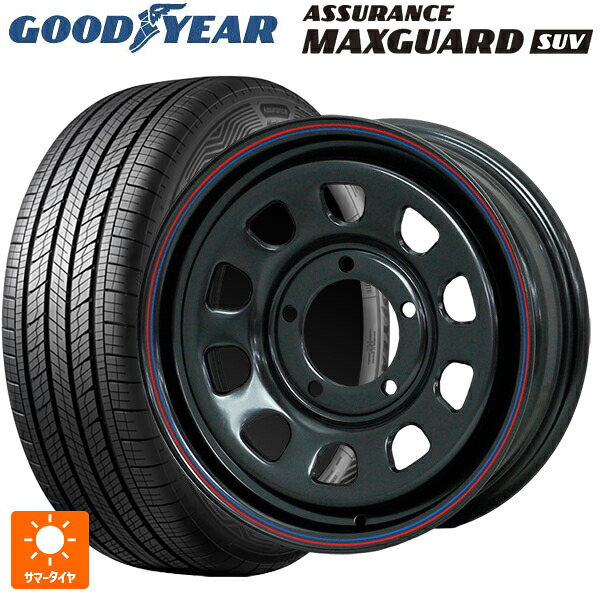スズキ ジムニーノマド(JC74W)用 215/70R16 100H グッドイヤー アシュアランス マックスガード SUV モリタ デイトナズ ブラック(レッド/ブルーライン) 新品サマータイヤホイール 5本セット