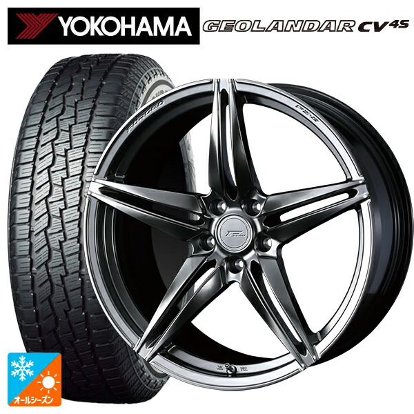 225/60R18 104V XL ヨコハマ ジオランダー CV 4S G061 正規品 ウェッズ エフゼロ FZ-3 DIAMOND BLACK 18-7.5J 国産車用 オールシーズンタイヤホイール4本セット