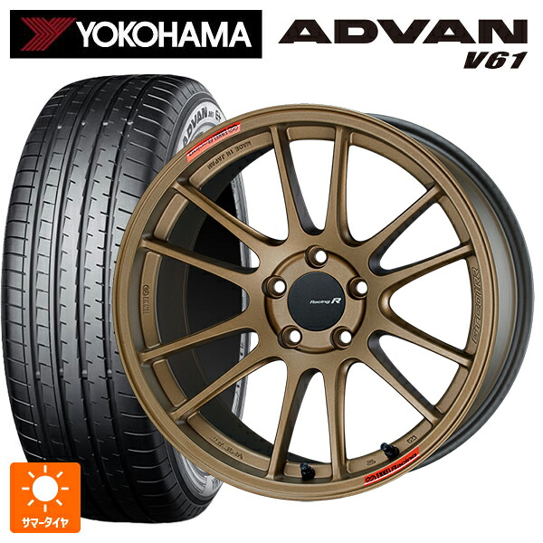 トヨタ ハリアー(80系)用 225/60R18 100V ヨコハマ アドバン V61 正規品 エンケイ レーシングレボリューション GTC01RR チタニウムゴールド 新品サマータイヤホイール 4本セット