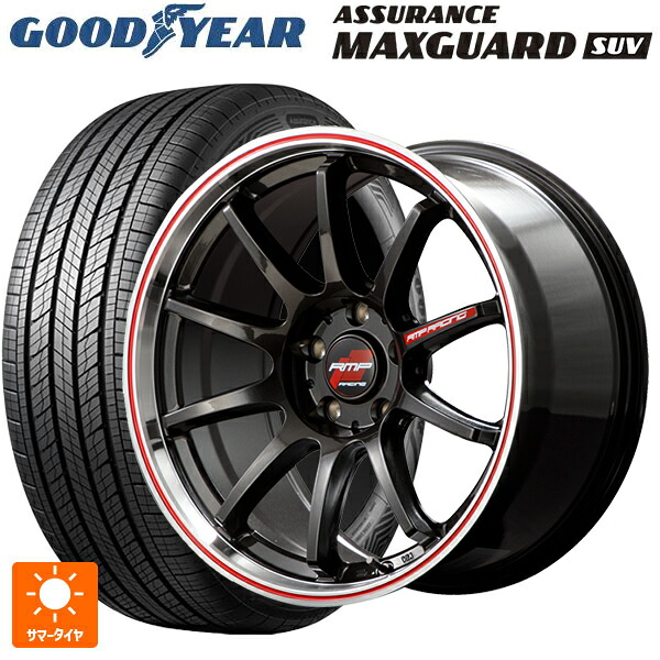 マツダ CX-80(KL5/KL3系)用 235/60R18 107W XL グッドイヤー アシュアランス マックスガード SUV エムアイディー MIDレーシング R10 # クリスタルブラック/リムポリッシュ+レッド 新品サマータイヤホイール 4本セット｜タイヤホイール専門店コニシタイヤ