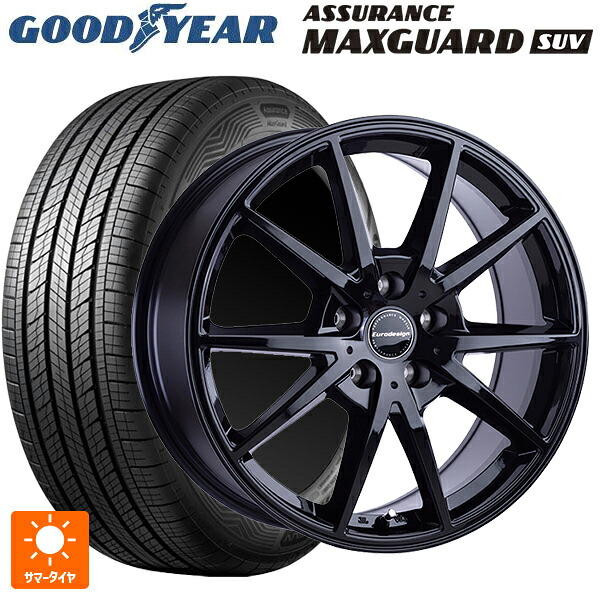 スバル フォレスター(SL系)用 225/55R18 98V グッドイヤー アシュアランス マックスガード SUV 阿部商会 ユーロデザイン スウィンドン グロスブラック 新品サマータイヤホイール 4本セット