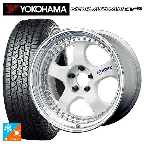 トヨタ bZ4X(11/15系)用 235/60R18 107V XL ヨコハマ ジオランダー CV 4S G061 正規品 ワーク マイスター S1 3ピース WHT 新品オールシーズンタイヤホイール 4本セット