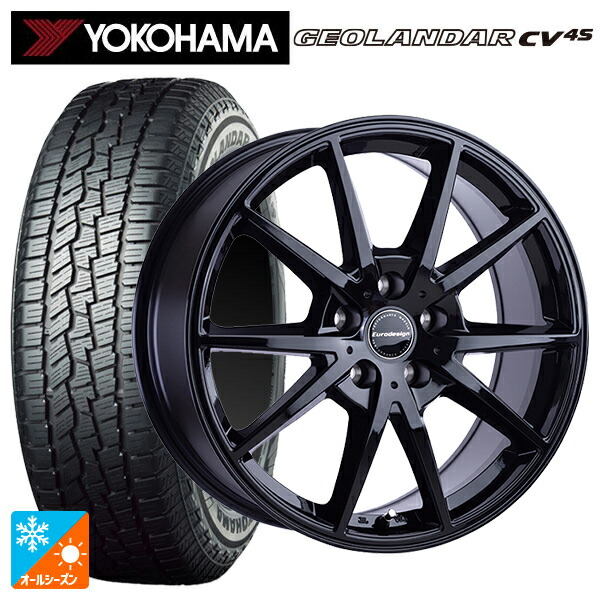 スバル フォレスター(SL系)用 225/55R18 98V ヨコハマ ジオランダー CV 4S G061 正規品 阿部商会 ユーロデザイン スウィンドン グロスブラック 新品オールシーズンタイヤホイール 4本セット