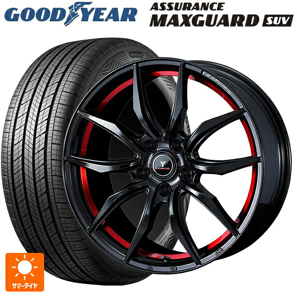 215/50R18 92V グッドイヤー アシュアランス マックスガード SUV ウェッズ ノヴァリス ローグ VF ピアノブラック/レッドライン 18-7J 国産車用 サマータイヤホイール4本セット