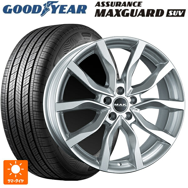 ボルボ XC40(XB系)用 235/55R18 104V XL グッドイヤー アシュアランス マックスガード SUV 阿部商会 マック ハイランズ シルバー 新品サマータイヤホイール 4本セット