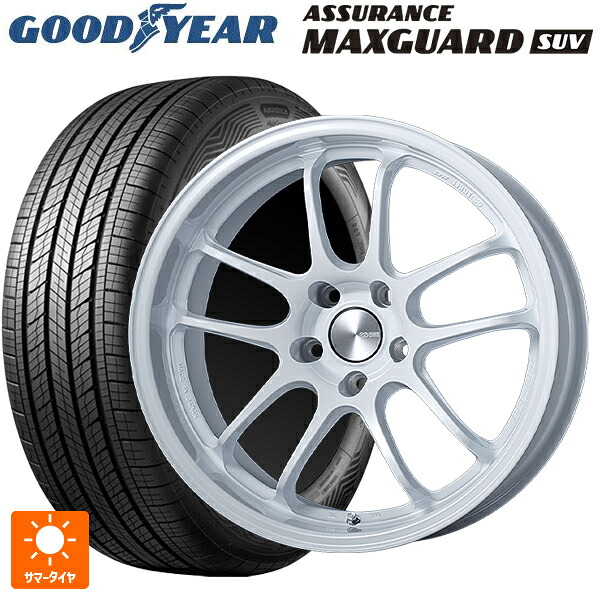 235/60R18 107W XL グッドイヤー アシュアランス マックスガード SUV エンケイ パフォーマンスライン PF01 EVO パールホワイト 18-9J 国産車用 サマータイヤホイール4本セット