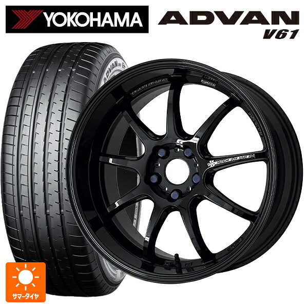 225/65R17 102V ヨコハマ アドバン V61 正規品 ワーク エモーション D9R BLK 17-7J 国産車用 サマータイヤホイール4本セット