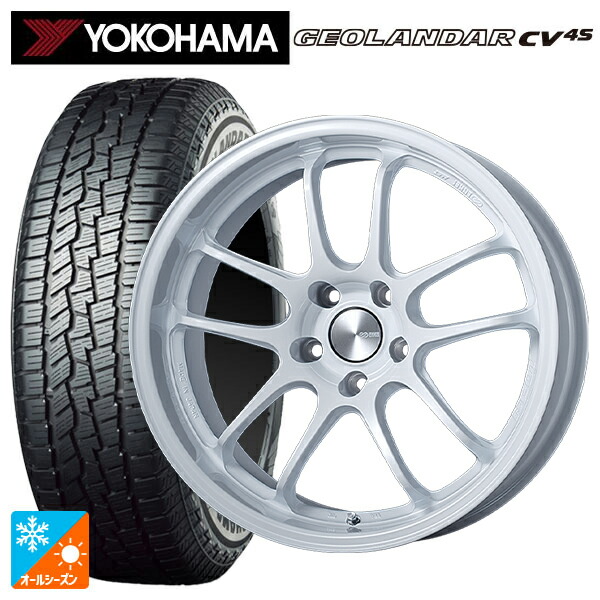235/60R18 107V XL ヨコハマ ジオランダー CV 4S G061 正規品 エンケイ パフォーマンスライン PF01 EVO パールホワイト 18-9J 国産車用 オールシーズンタイヤホイール4本セット｜タイヤホイール専門店コニシタイヤ