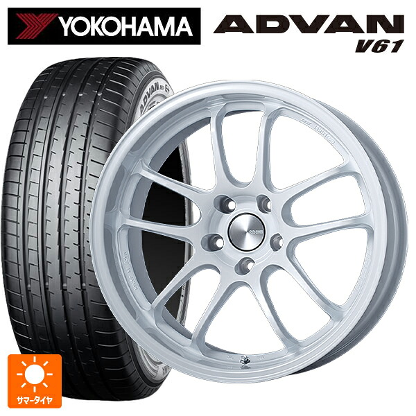 235/60R18 103V ヨコハマ アドバン V61 正規品 エンケイ パフォーマンスライン PF01 EVO パールホワイト 18-9J 国産車用 サマータイヤホイール4本セット|タイヤホイール専門店コニシタイヤ