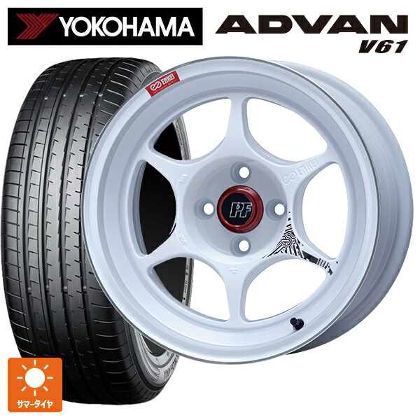 スバル フォレスター(SL系)用 225/55R18 98H ヨコハマ アドバン V61 正規品 エンケイ パフォーマンスライン PF06 マシニングホワイト 新品サマータイヤホイール 4本セット