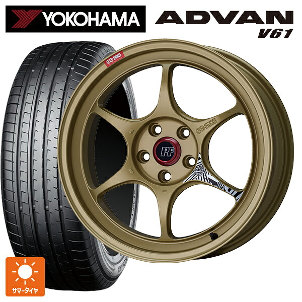スバル フォレスター(SL系)用 225/55R18 98H ヨコハマ アドバン V61 正規品 エンケイ パフォーマンスライン PF06 ゴールド 新品サマータイヤホイール 4本セット