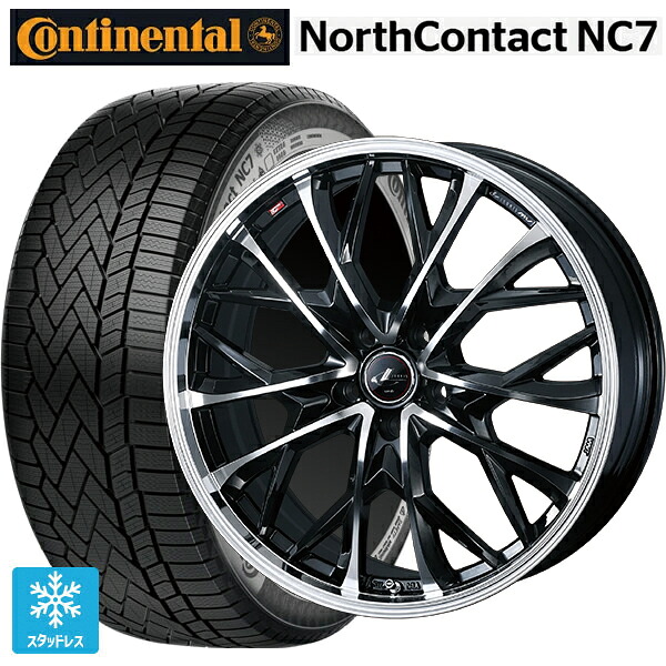 マツダ CX-80(KL5/KL3系)用 235/55R19 105T XL コンチネンタル ノースコンタクトNC7 正規品 ウェッズ レオニス MV パールブラックミラーカット 新品スタッドレスタイヤホイール 4本セット