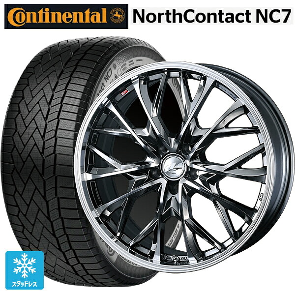 マツダ CX-80(KL5/KL3系)用 235/55R19 105T XL コンチネンタル ノースコンタクトNC7 正規品 ウェッズ レオニス MV # ブラックメタルコートミラーカット 新品スタッドレスタイヤホイール 4本セット