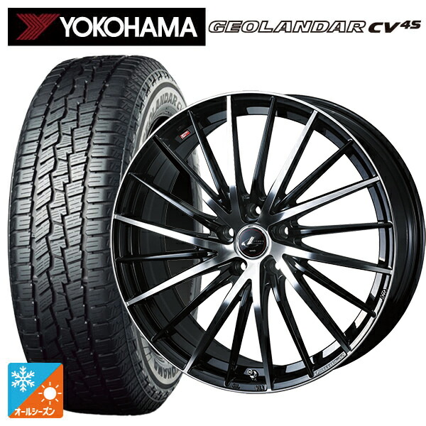 スバル レガシィアウトバック(BS系)用 225/55R18 98V ヨコハマ ジオランダー CV 4S G061 正規品 ウェッズ レオニス FR パールブラックミラーカット 新品オールシーズンタイヤホイール 4本セット