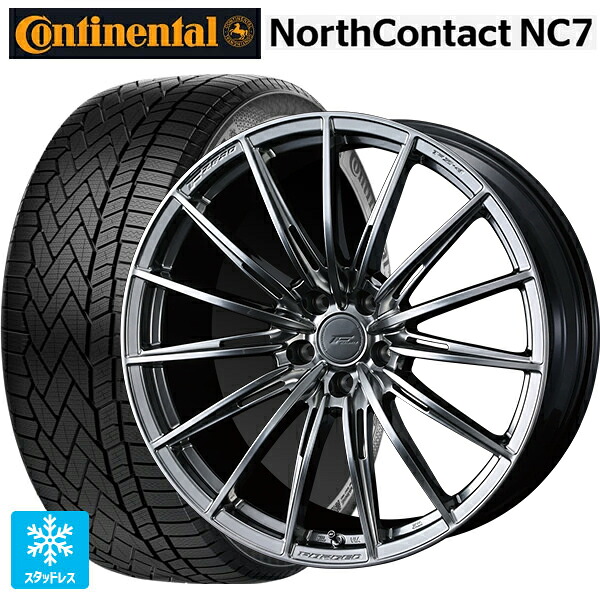 マツダ CX-80(KL5/KL3系)用 235/55R19 105T XL コンチネンタル ノースコンタクトNC7 正規品 ウェッズ エフゼロ FZ-4 DIAMOND BLACK 新品スタッドレスタイヤホイール 4本セット