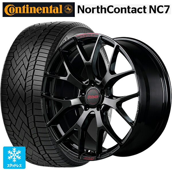 235/55R19 105T XL コンチネンタル ノースコンタクトNC7 正規品 レイズ ホムラ 2X7FT スペック-M B8J 19-8J 国産車用 スタッドレスタイヤホイール4本セット